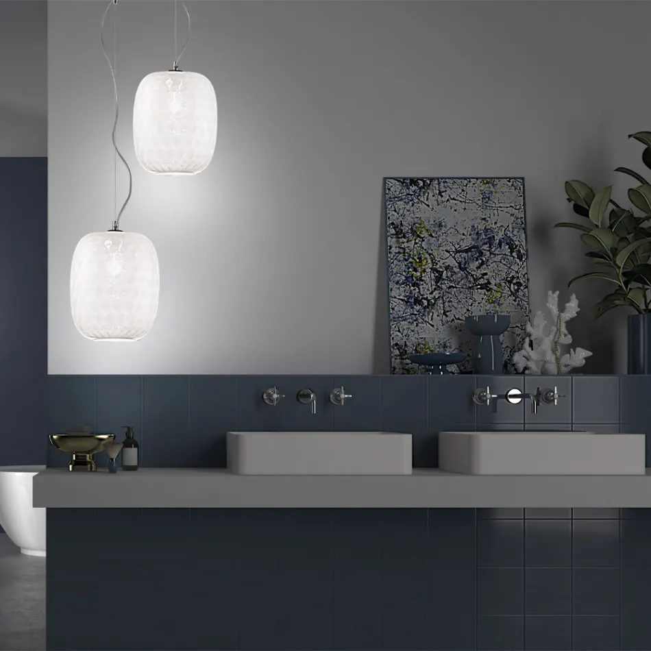 مصباح معلق مصنوع يدويًا من زجاج البندقية المنفوخ - كلوي بالوتون Viadurini