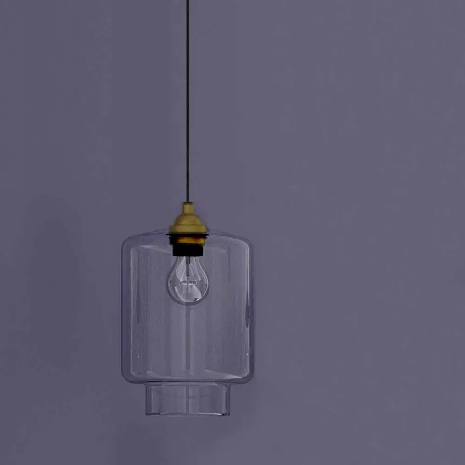تصميم مصباح معلق من المعدن والزجاج الشفاف صنع في إيطاليا - كليزيا Viadurini