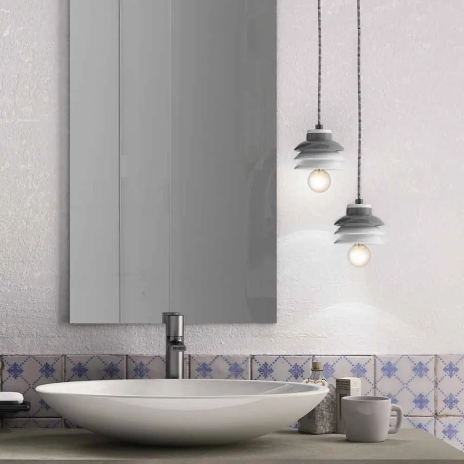 مصباح معلق من السيراميك والألمنيوم الحديث صنع في إيطاليا آسيا Viadurini