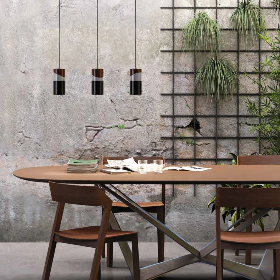 مصباح معلق من النحاس والسيراميك الملون الحديث صنع في إيطاليا آسيا Viadurini