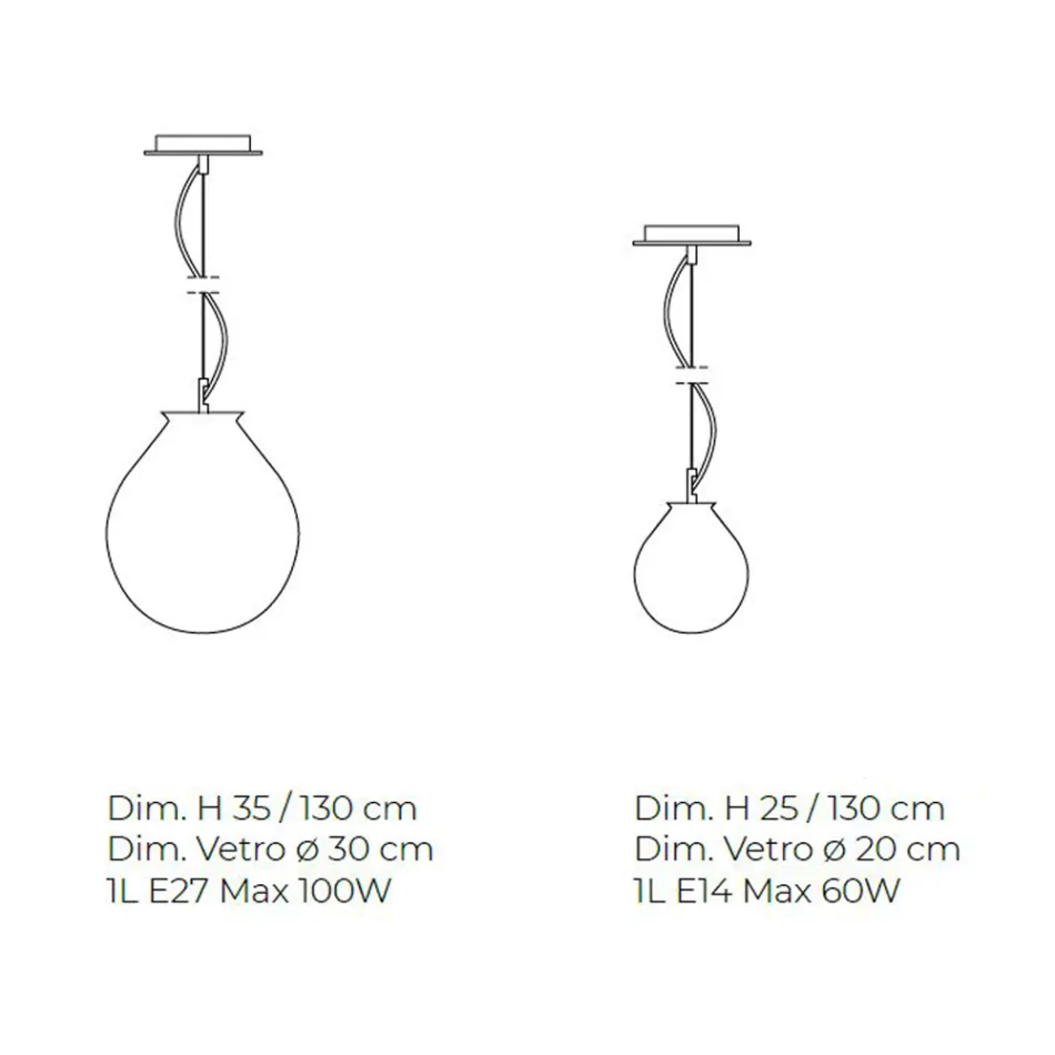 مصباح معلق من زجاج البندقية المنفوخ يدويًا - بالون Viadurini