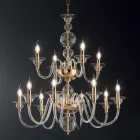 ثريا كلاسيكية ١٢ مصباحًا مصنوعة يدويًا من الزجاج والمعدن الإيطالي - ميموري Viadurini