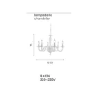 ثريا كلاسيكية بستة مصابيح مصنوعة يدويًا من الزجاج الشفاف الإيطالي - رابالو Viadurini