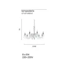 ثريا كلاسيكية بثمانية مصابيح مصنوعة يدويًا من الزجاج والكريستال الإيطالي - ماليزيا Viadurini