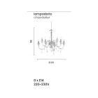 ثريا ٨ مصابيح كلاسيكية إيطالية مصنوعة يدويًا من الزجاج باللون الفيروزي - سيميلو Viadurini