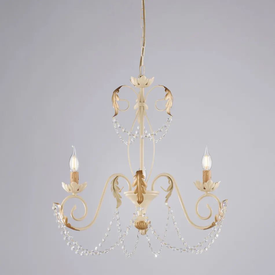ثريا بخمسة مصابيح مصنوعة من المعدن والكريستال لإضاءة ساحرة – بيرلا Viadurini