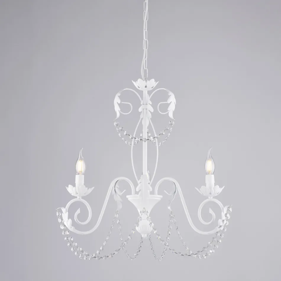 ثريا بخمسة مصابيح مصنوعة من المعدن والكريستال لإضاءة ساحرة – بيرلا Viadurini