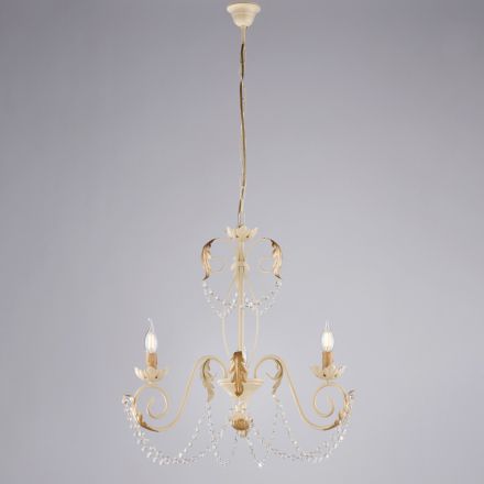 ثريا بخمسة مصابيح مصنوعة من المعدن والكريستال لإضاءة ساحرة – بيرلا Viadurini