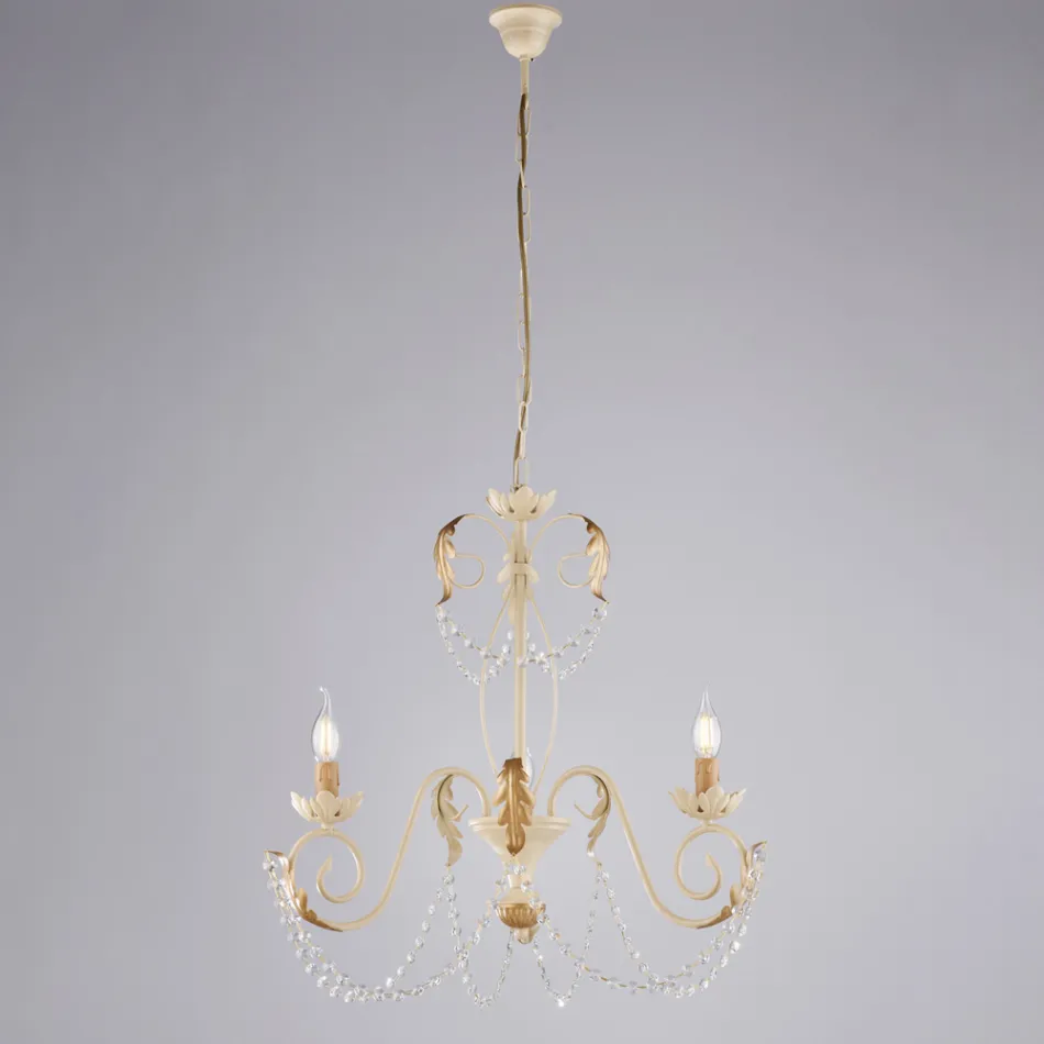 ثريا بخمسة مصابيح مصنوعة من المعدن والكريستال لإضاءة ساحرة – بيرلا Viadurini