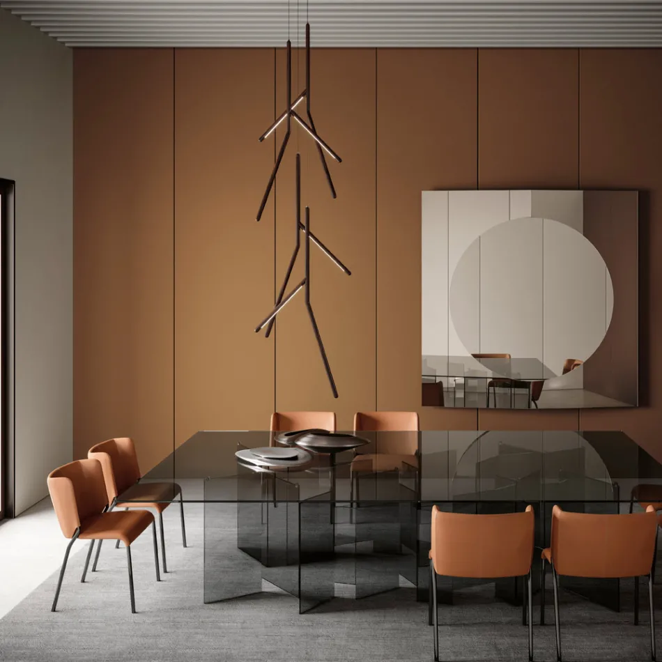 ثريا معلقة مع وردة واحدة من الخشب، صنع في إيطاليا - أورلوف Viadurini