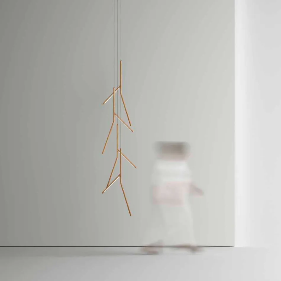 ثريا معلقة مع وردة خشبية فريدة من نوعها، صنع في إيطاليا - أورلوف Viadurini