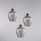 مصباح معلق معدني زجاجي أسود بثلاثة أضواء من Alnitak Viadurini