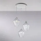 مصباح معلق معدني زجاجي أسود بثلاثة أضواء من Alnitak Viadurini