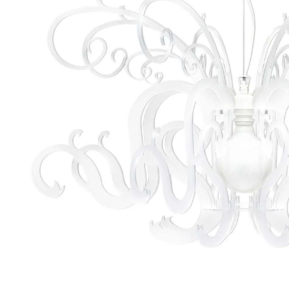 ثريا معلقة من زجاج شبكي أبيض قابل لإعادة التدوير - سانشو Viadurini