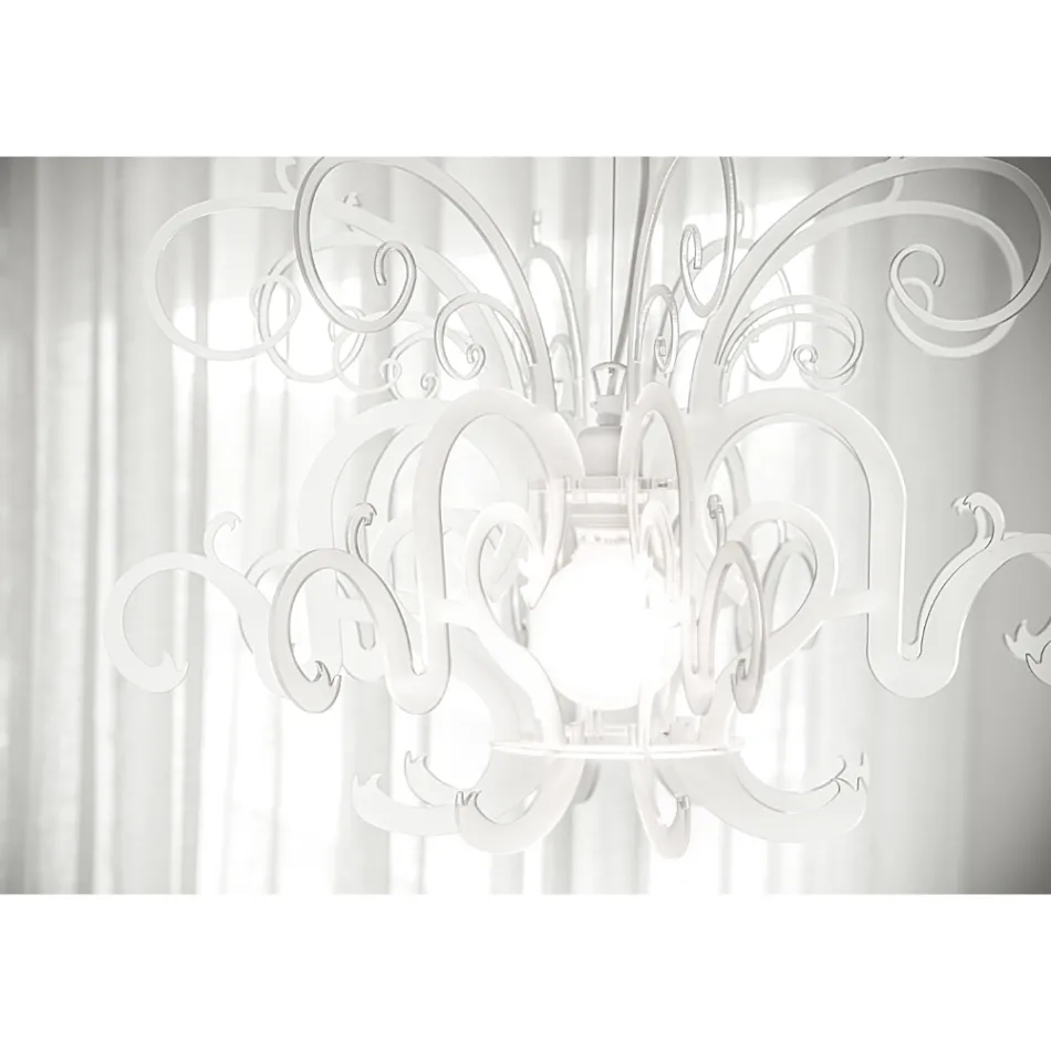 ثريا معلقة من زجاج شبكي أبيض أو أسود قابل لإعادة التدوير - سانشو Viadurini