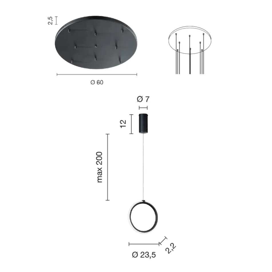 ثريا معدنية معلقة مطلية بالذهب مع 8 مصابيح LED - خشب الأرز Viadurini