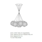 ثريا مصنوعة يدويًا من زجاج البندقية والمعادن - بولي بالوتون Viadurini