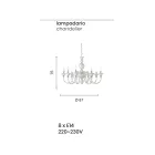 ثريا زجاجية إيطالية فاخرة مصنوعة يدويًا بـ 8 مصابيح - Mindful Viadurini