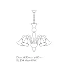 ثريا كلاسيكية مصنوعة يدويًا من زجاج البندقية الأبيض المنفوخ - إلسا Viadurini