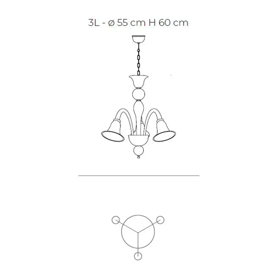 ثريا كلاسيكية مصنوعة يدويًا من زجاج البندقية الأبيض المنفوخ - إلسا Viadurini