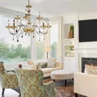 ثريا بتصميم كلاسيكي مع 9 مصابيح زجاجية وإزميل بيل Viadurini