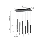 ثريا بعشرة مصابيح LED من المعدن المطلي وكابلات قابلة للتعديل - خشب الصنوبر Viadurini