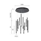 ثريا بـ ١٢ مصباح LED من المعدن المطلي وكابلات قابلة للتعديل - خشب الصنوبر Viadurini