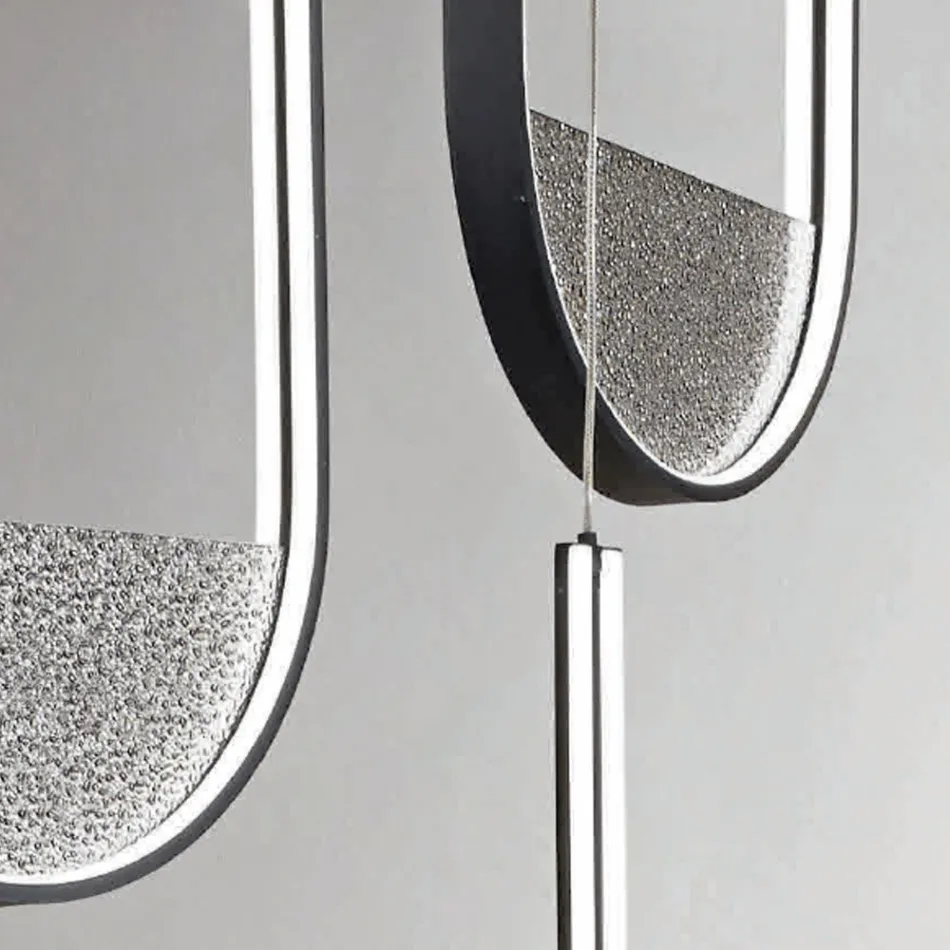 ثريا بثلاثة مصابيح LED مع ملحق قابل للإزالة من الزجاج الحبيبي - كاتالبا Viadurini