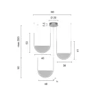 ثريا بثلاثة مصابيح LED مع ملحق قابل للإزالة من الزجاج الحبيبي - كاتالبا Viadurini