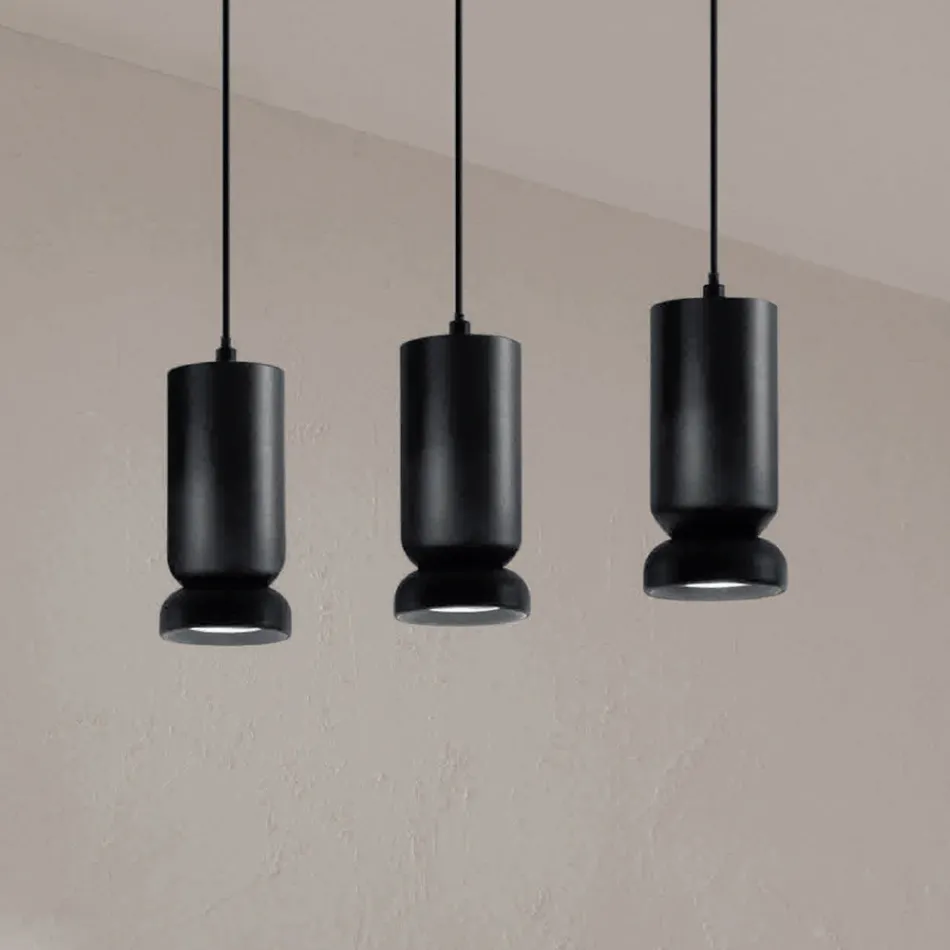 ثريا بثلاث مصابيح LED من الألومنيوم المطلي بالمسحوق وكابل قابل للتعديل - بوكسوس Viadurini