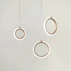 ثريا بثلاث مصابيح LED من المعدن المطلي والزجاج الاختياري - خشب الأرز Viadurini