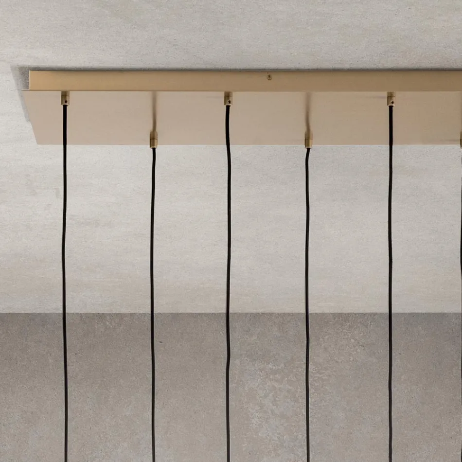 ثريا بستة مصابيح من الزجاج المنفوخ على شكل كرة، صنع في إيطاليا - بريلا Viadurini