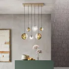 ثريا بستة مصابيح من الزجاج المنفوخ على شكل كرة، صنع في إيطاليا - بريلا Viadurini