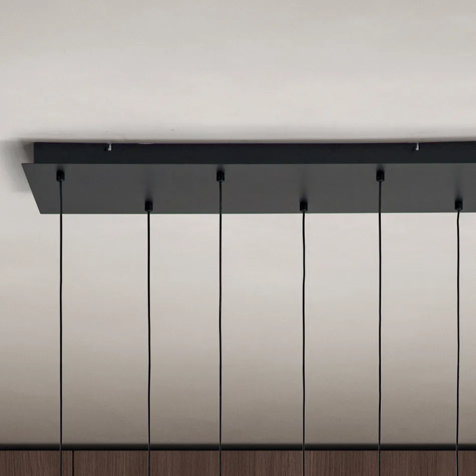 ثريا زجاجية منفوخة بستة مصابيح مع ديكور بالوتون - جنية Viadurini