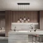 ثريا زجاجية منفوخة بستة مصابيح مع ديكور بالوتون - جنية Viadurini