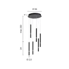 ثريا بستة مصابيح LED من المعدن المطلي وكابلات قابلة للتعديل - خشب الصنوبر Viadurini