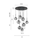 ثريا بـ 8 مصابيح LED من المعدن المطلي بالذهب والزجاج المنفوخ - أيلانتو Viadurini