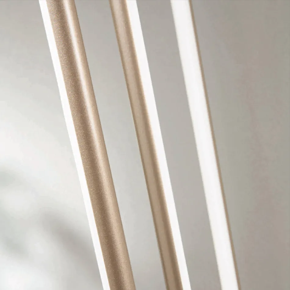 ثريا بـ 8 مصابيح LED من المعدن المطلي بالذهب وكابلات قابلة للتعديل - برتقالي Viadurini