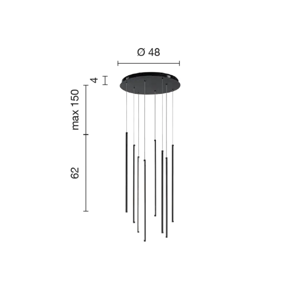 ثريا بـ 8 مصابيح LED من المعدن المطلي بالذهب وكابلات قابلة للتعديل - برتقالي Viadurini