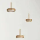 ثريا بقاعدة دائرية من المعدن المطلي بالذهب وإضاءة LED - هورنبيم Viadurini