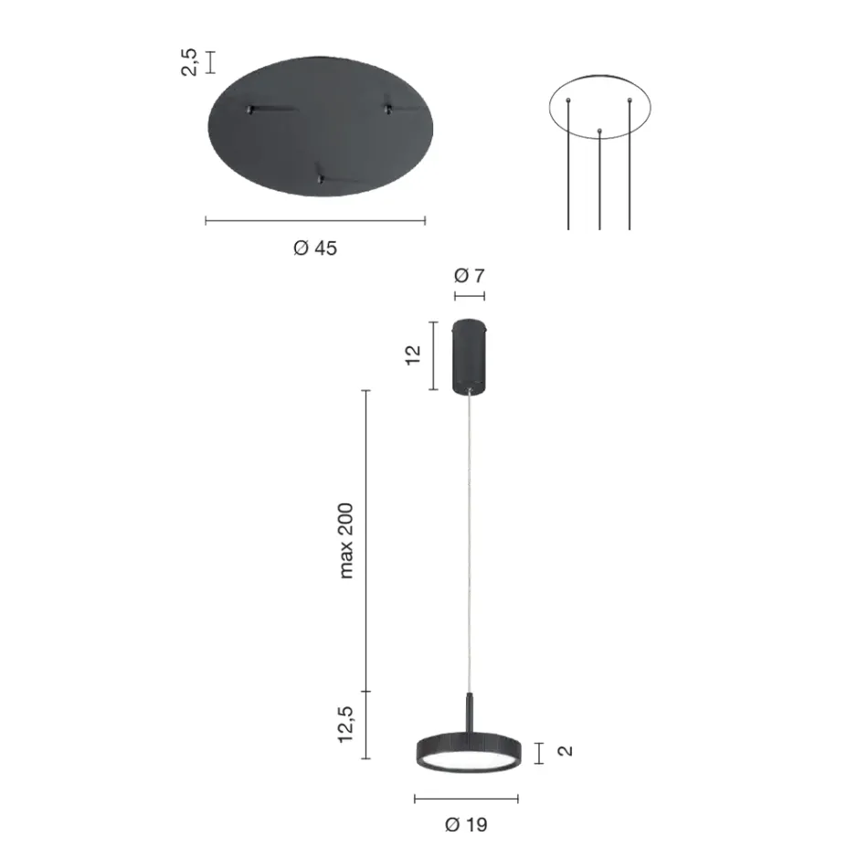 ثريا بقاعدة دائرية من المعدن المطلي بالذهب وإضاءة LED - هورنبيم Viadurini
