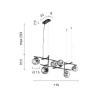 ثريا LED من المعدن المطلي بالذهب والزجاج المنفوخ - أيلانتو Viadurini