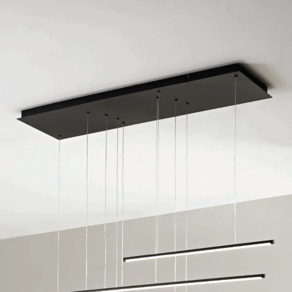 ثريا معدنية بإضاءة LED أفقية وكابلات قابلة للتعديل - برتقالي Viadurini