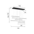 ثريا معدنية بإضاءة LED أفقية وكابلات قابلة للتعديل - برتقالي Viadurini