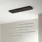 ثريا معدنية بإضاءة LED أفقية وكابلات قابلة للتعديل - برتقالي Viadurini