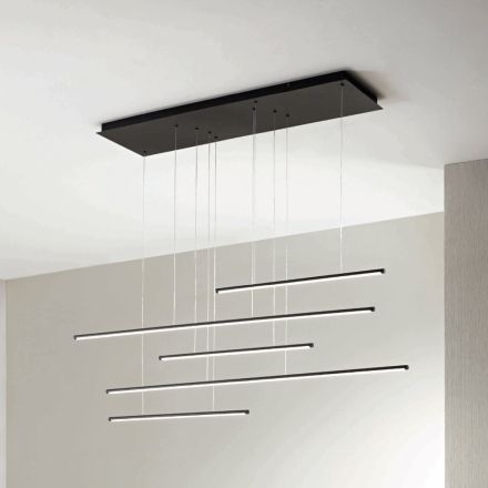 ثريا معدنية بإضاءة LED أفقية وكابلات قابلة للتعديل - برتقالي Viadurini