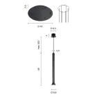 ثريا بإطار معدني مطلي باللون الأسود وكابلات قابلة للتعديل - خشب البتولا Viadurini