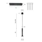 ثريا بإطار معدني مطلي بالذهب وكابلات قابلة للتعديل - خشب البتولا Viadurini