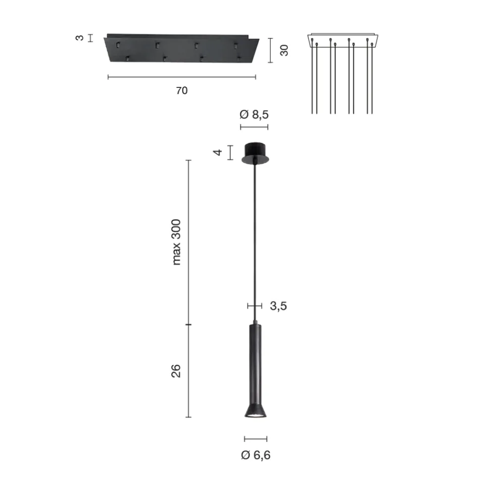ثريا بإطار معدني مطلي بالذهب وكابلات قابلة للتعديل - خشب البتولا Viadurini