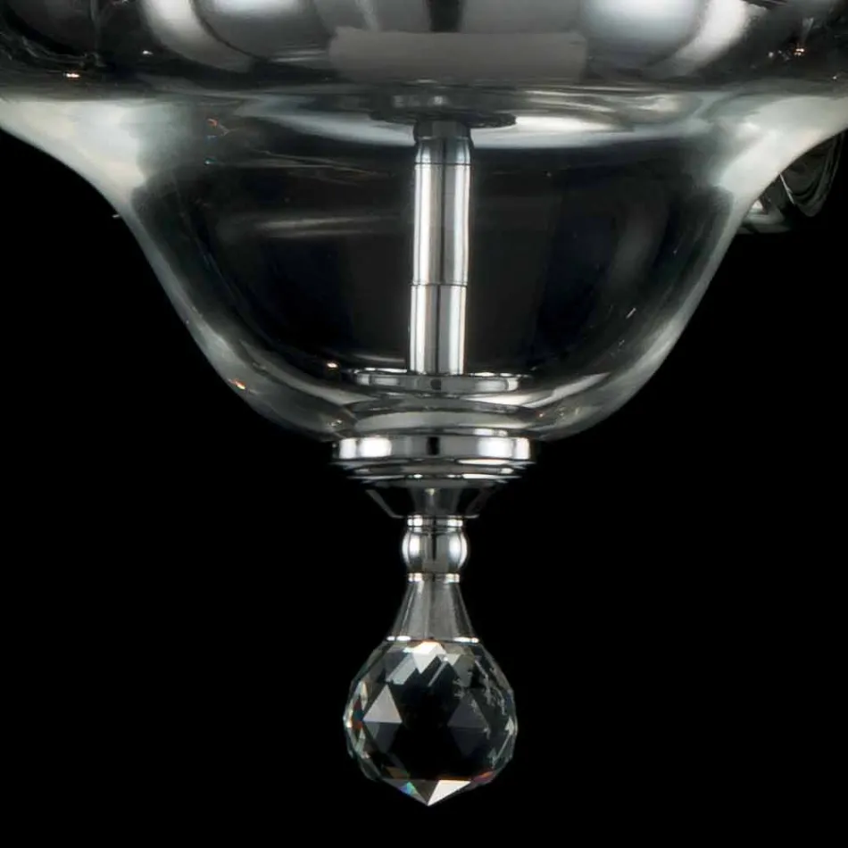 ثريا زجاجية بتصميم 6 مصابيح من الزجاج والكريستال آيفي، صنع في إيطاليا Viadurini